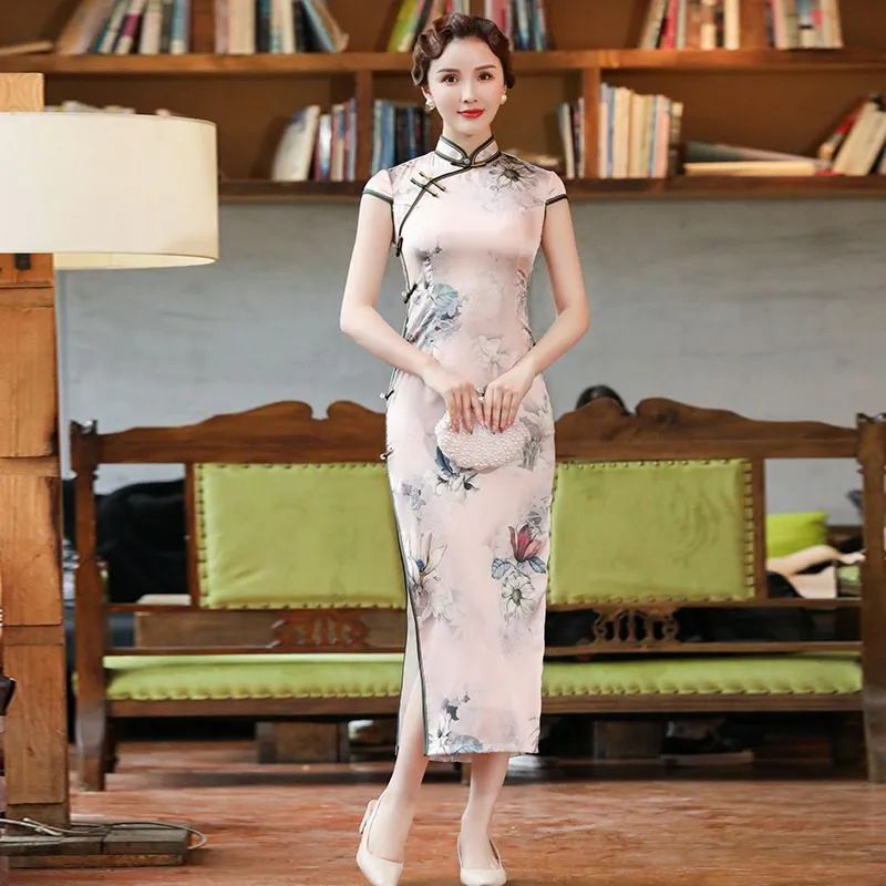 真丝旗袍价格高点的牌子,正品金丝绒真丝改良旗袍