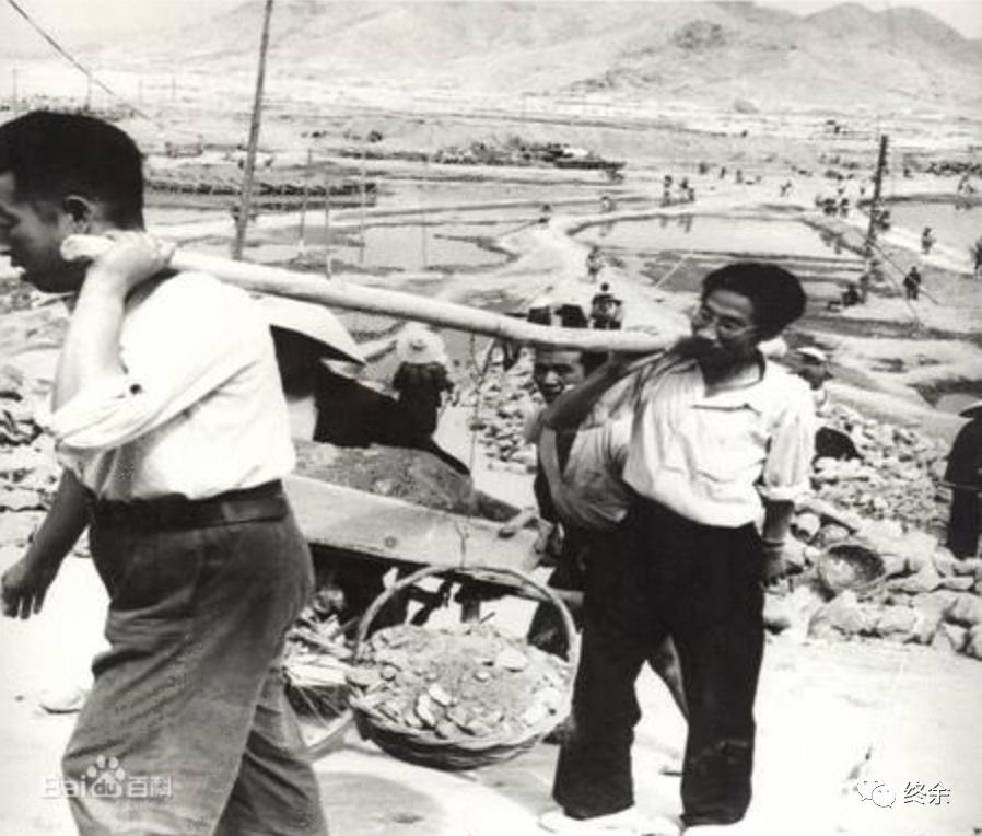 通县民工在怀柔水库建设工地