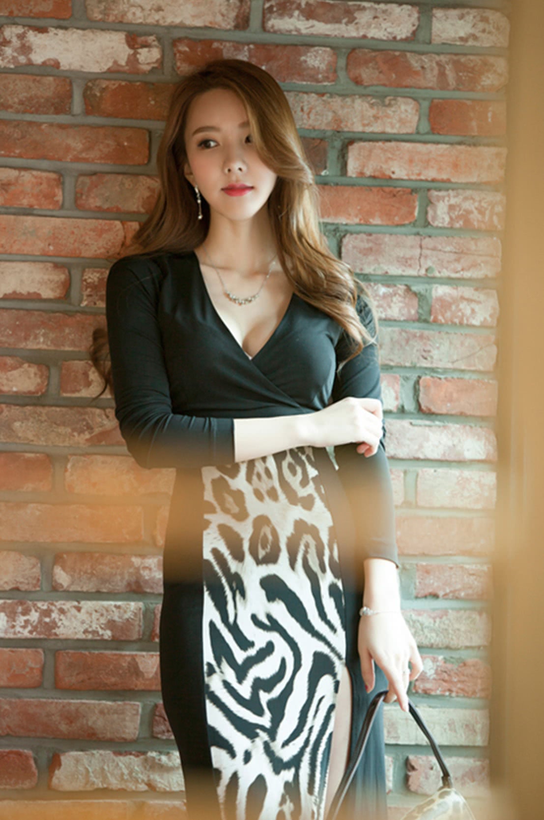 2020韩国原单豹纹连衣裙,黑色豹纹连衣裙开叉