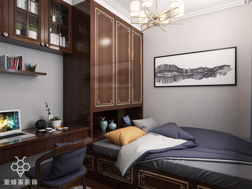 大连华润海中国新中式装修,大连华润海中国7期三室一厅