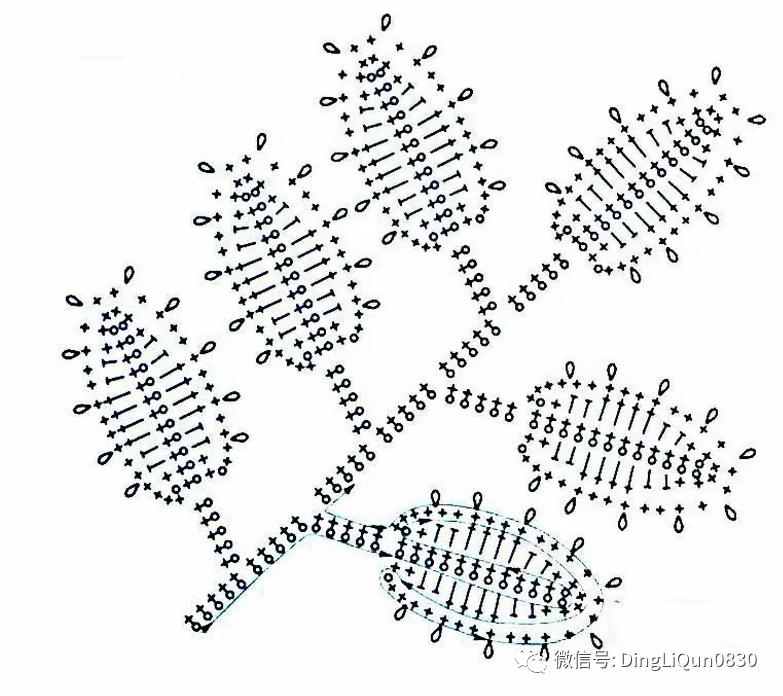 树叶钩针编织大全图解,树枝树叶的编织图解