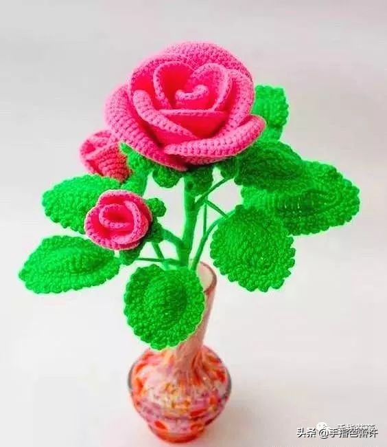 针织玫瑰花视频,缝玫瑰花针织教程