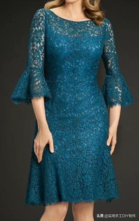 蕾丝镂空花连衣裙制作款式,钩花镂空蕾丝拼接连衣裙