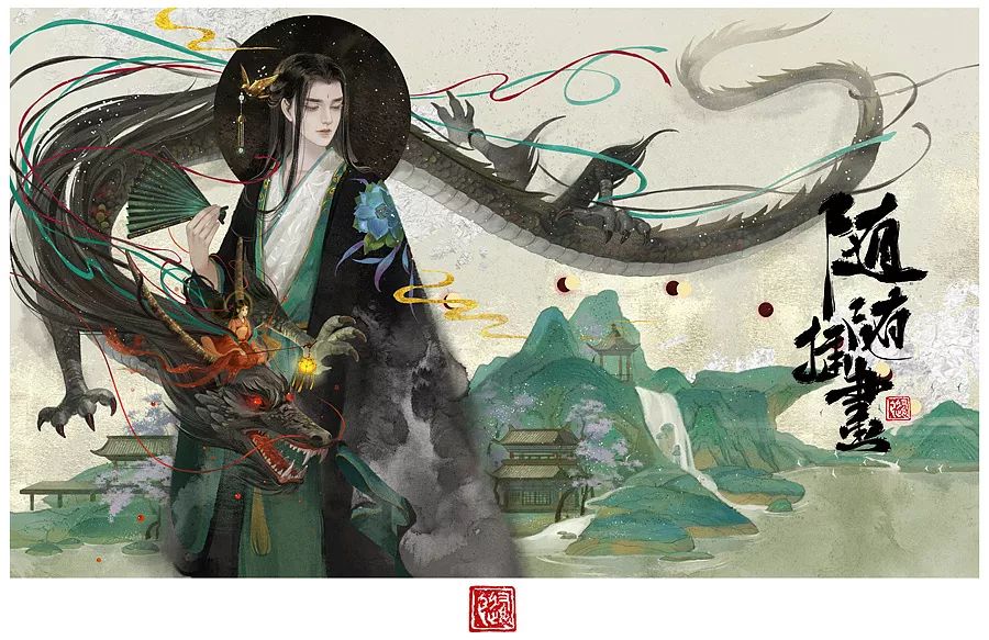 画古风人物插画板绘用什么笔刷,ps古风笔刷海报教程