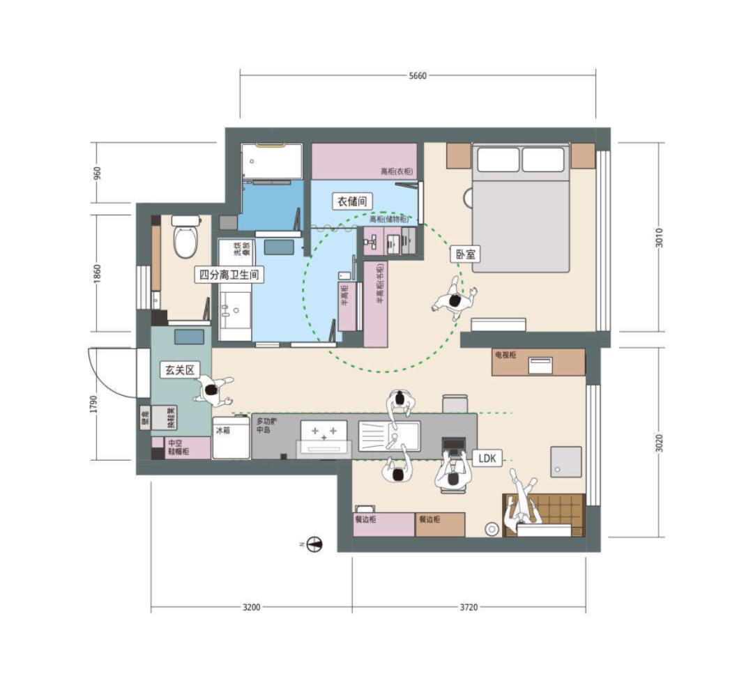 上海网红街道，客餐厨卧全打通、实现双动线，救活48㎡日式小户型