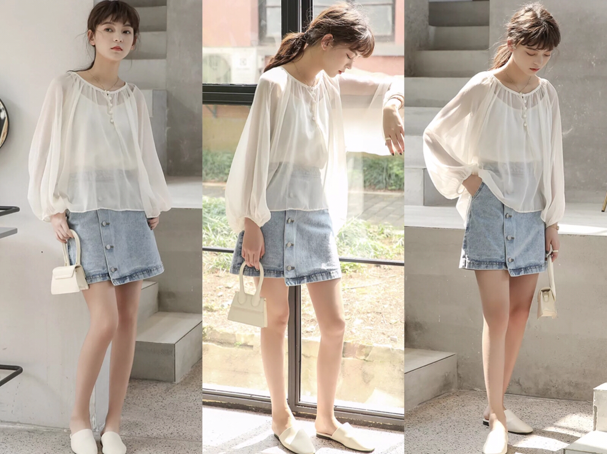 高个子牛仔短裙搭配什么上衣好看,小个子女生牛仔短裙推荐