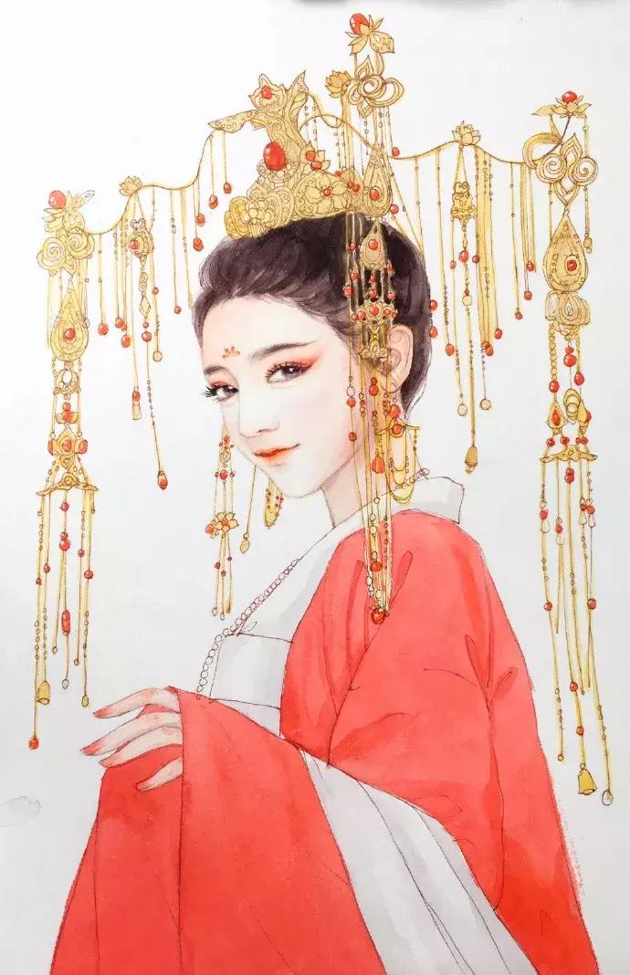 手绘古风少女，唯美灵动，唤起少女们心中的三生三世