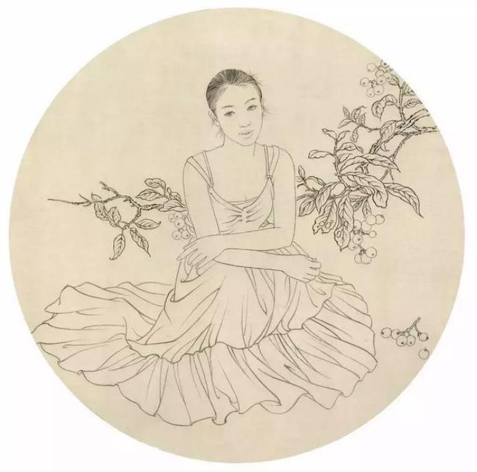 圆面白描作品古风,书法圆面白描作品集