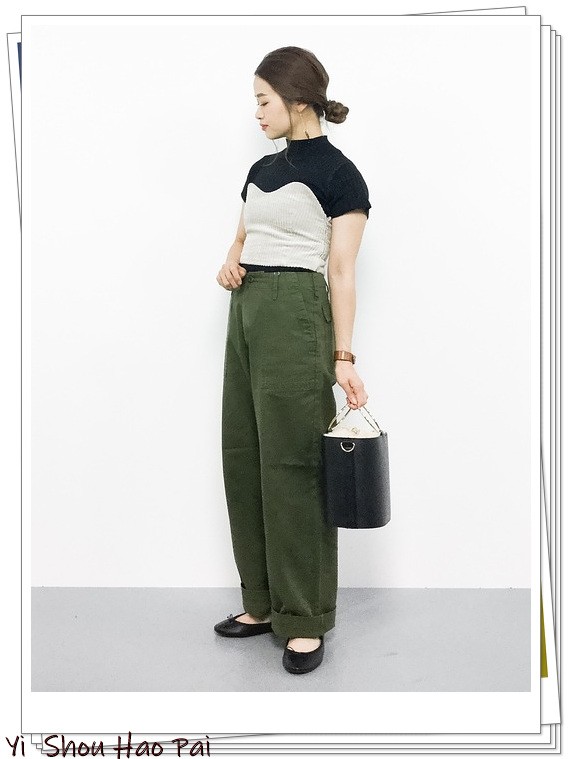 夏天绿色短袖阔腿裤套装配的凉鞋,黑色阔腿裤配绿色碎花上衣好看吗