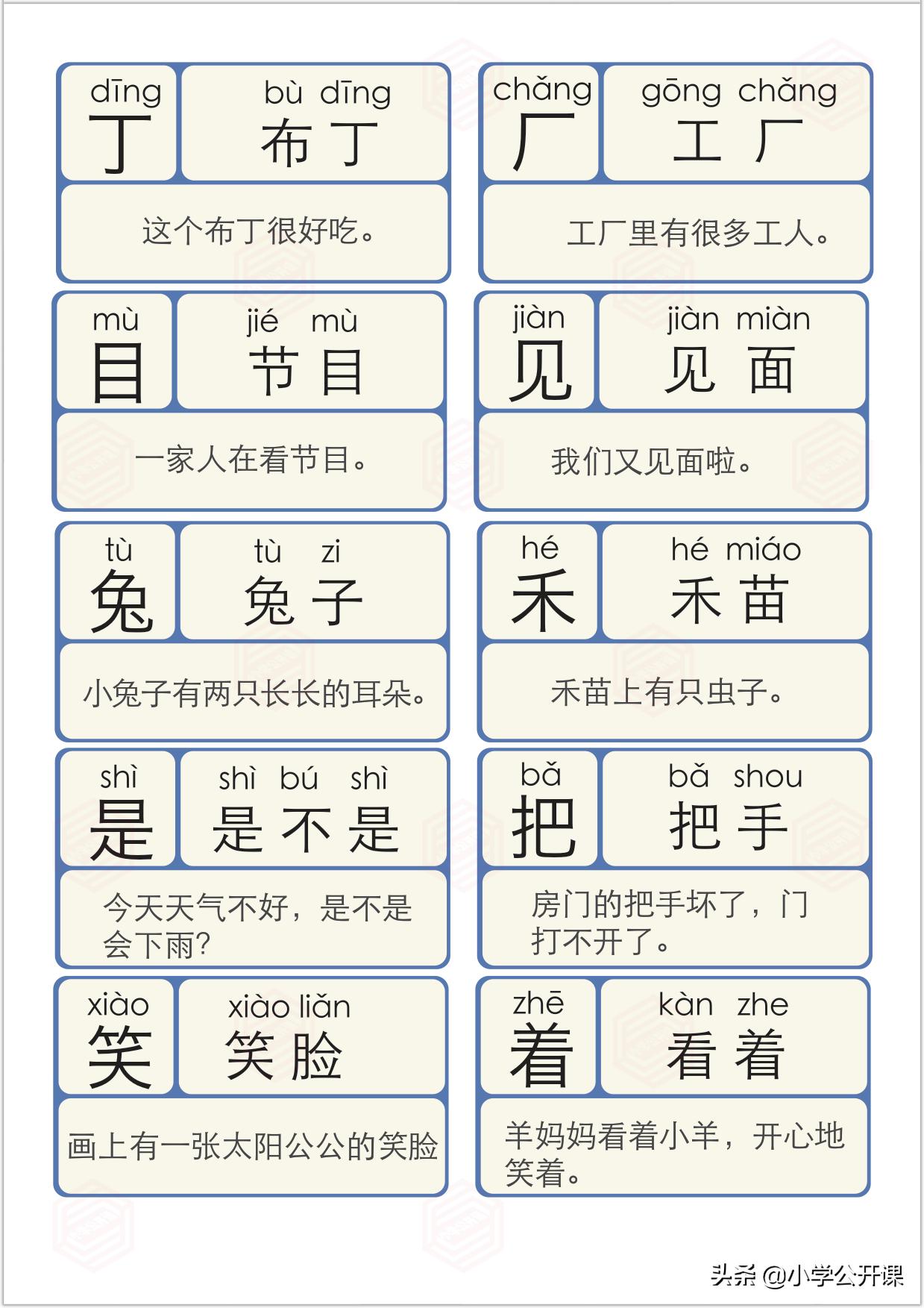 幼儿识字卡1000个常用汉字,少儿识字组词卡