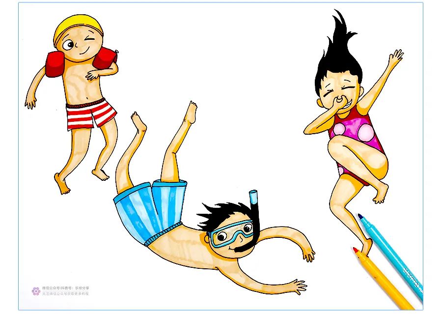 夏天的游泳池怎么画,幼儿园夏天游泳池画