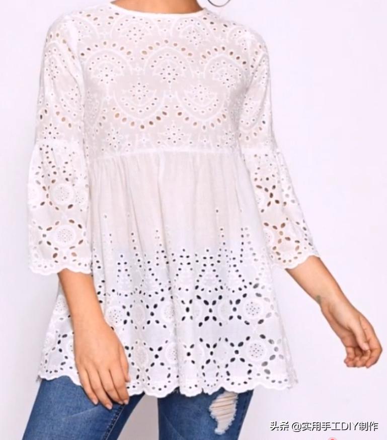 时尚原创设计蕾丝上衣,设计师款棉麻蕾丝上衣夏