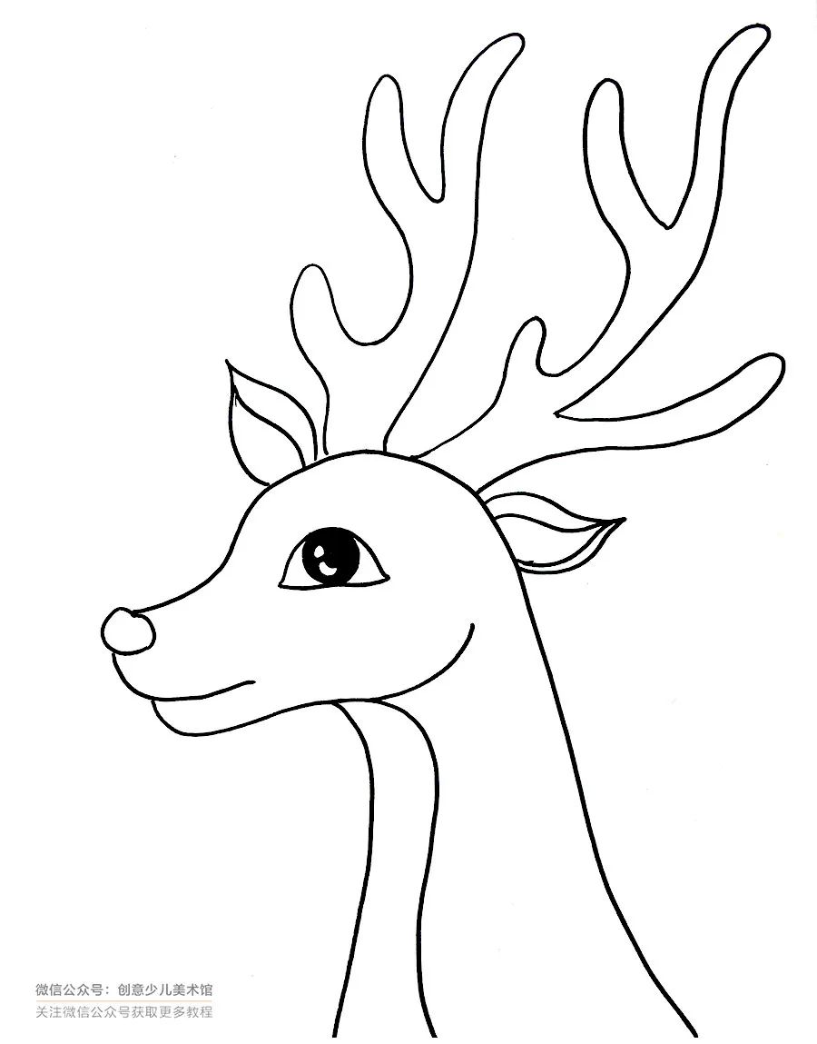 麋鹿儿童画威武霸气,八岁以上儿童画麋鹿