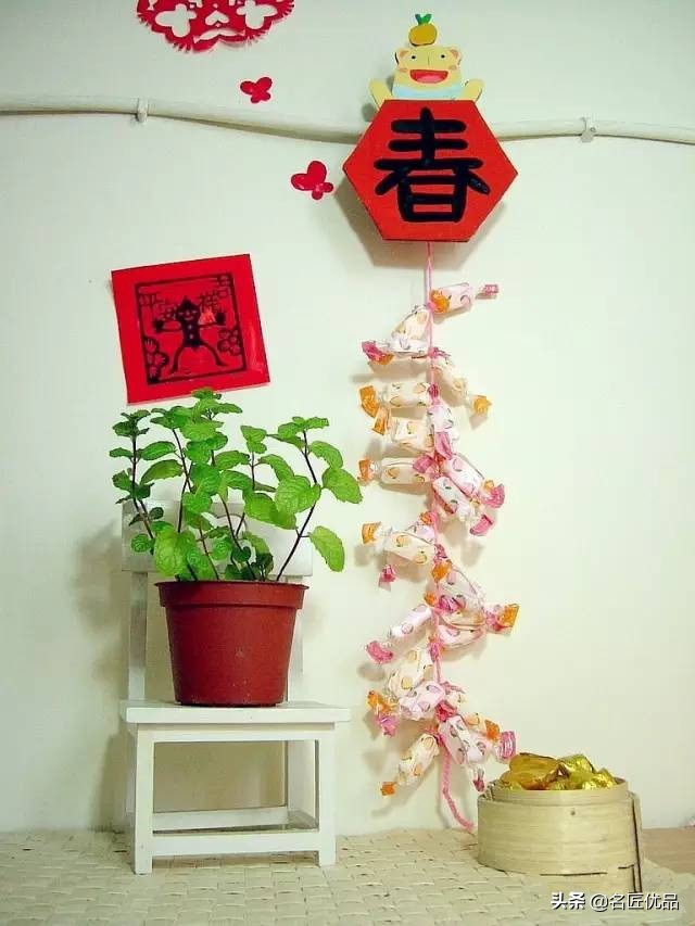 元旦手工彩纸鞭炮,元旦节手工鞭炮