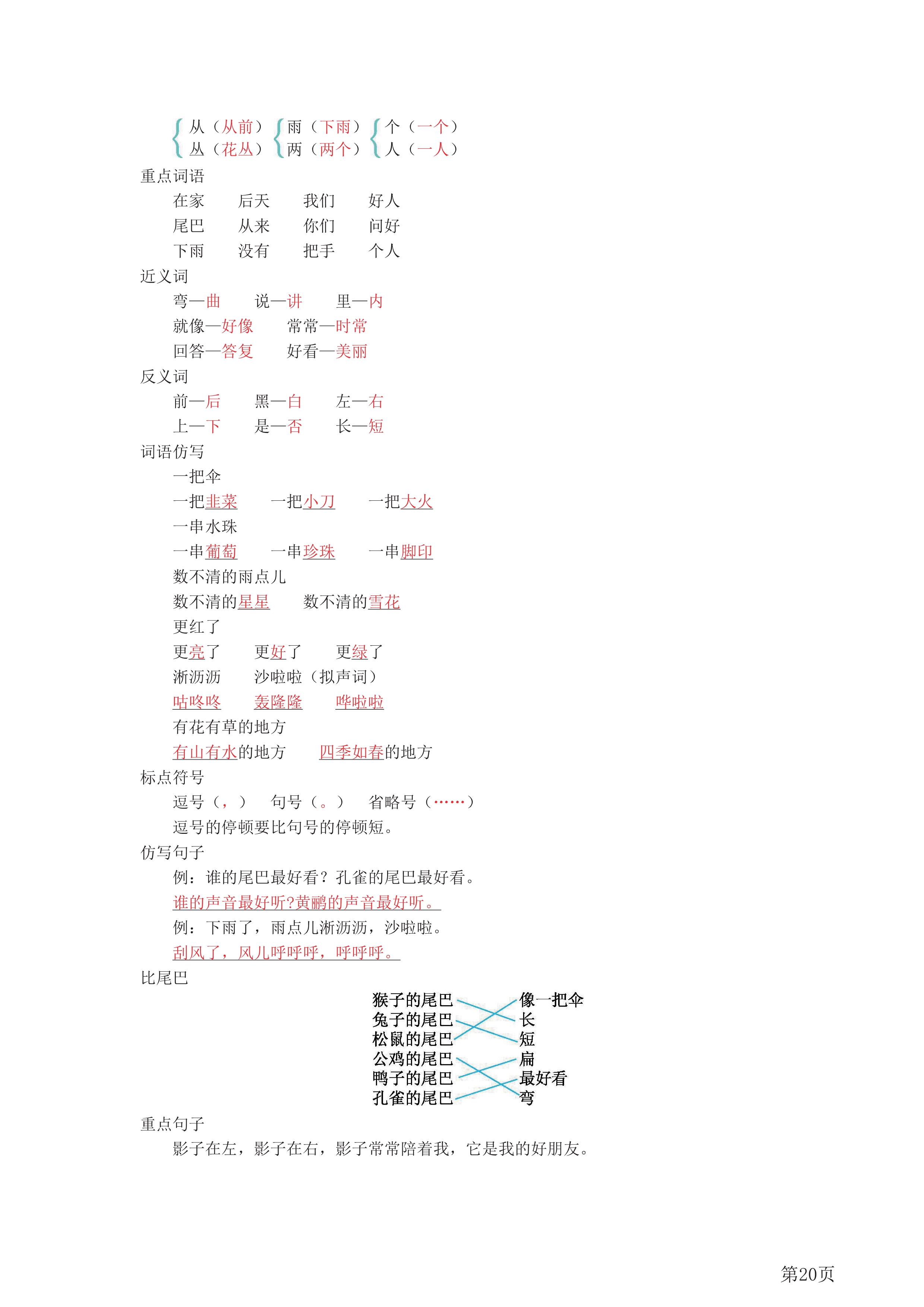 一年级语文下册第一单元重点知识,一年级下册语文1到4单元重点归纳