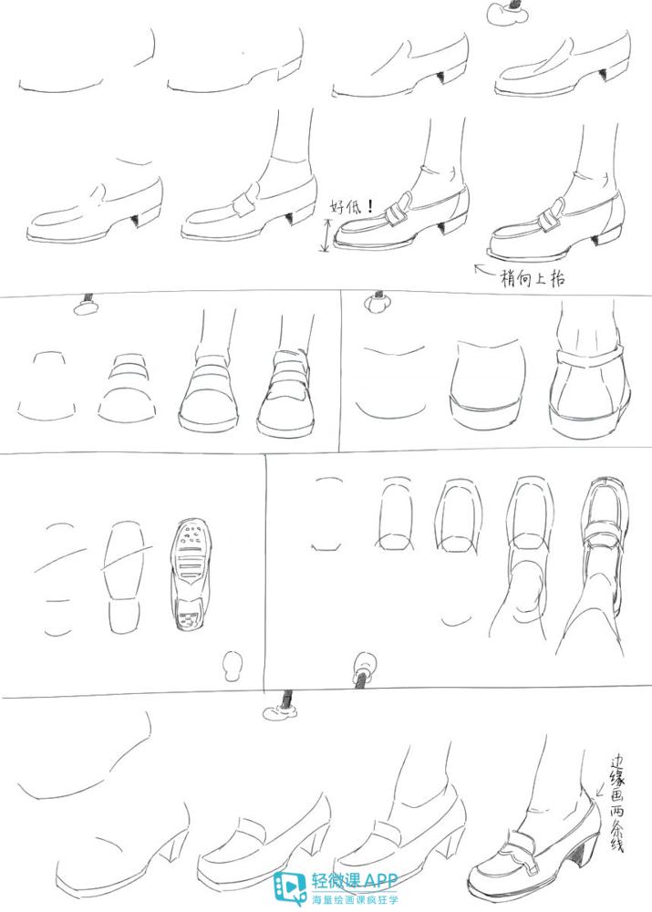 怎样画鞋子简单画法,鞋子的画法教程