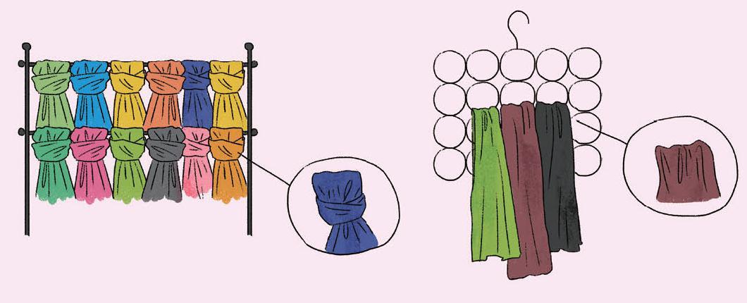 围巾丝巾收纳方法,丝巾腰带的收纳方法