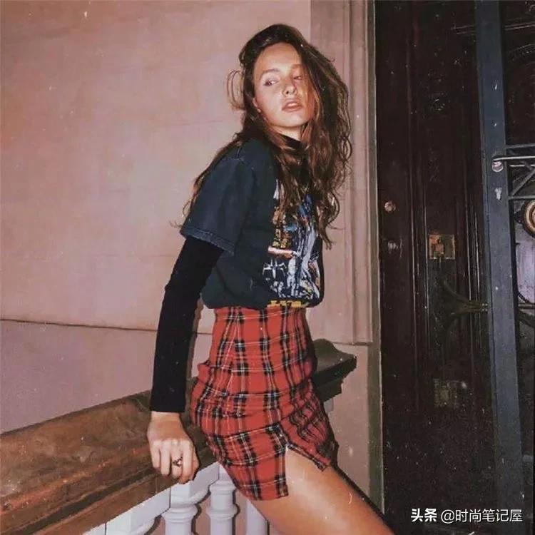 菱格纹格子裙,女人味十足的打底裙