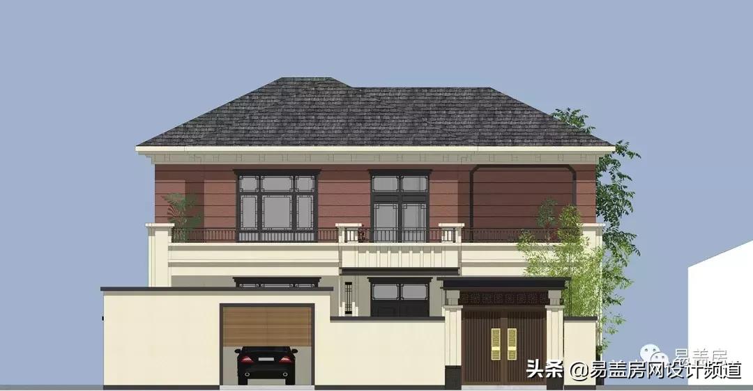 新中式别墅农村车库,武汉农村别墅设计及建造