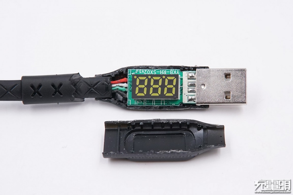 c口快充数据线拆解,加粗快充可自动断电数据线测评