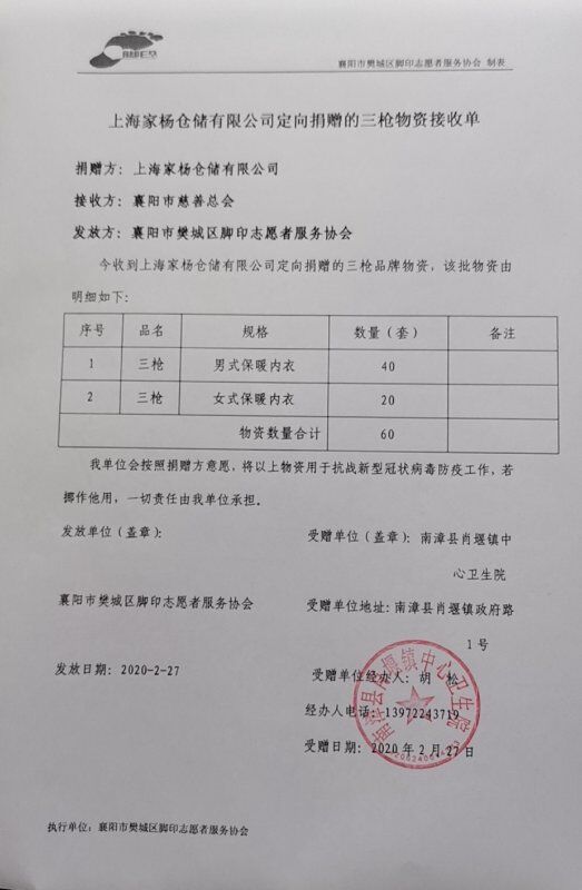 三枪集团捐款了吗,三枪捐物资