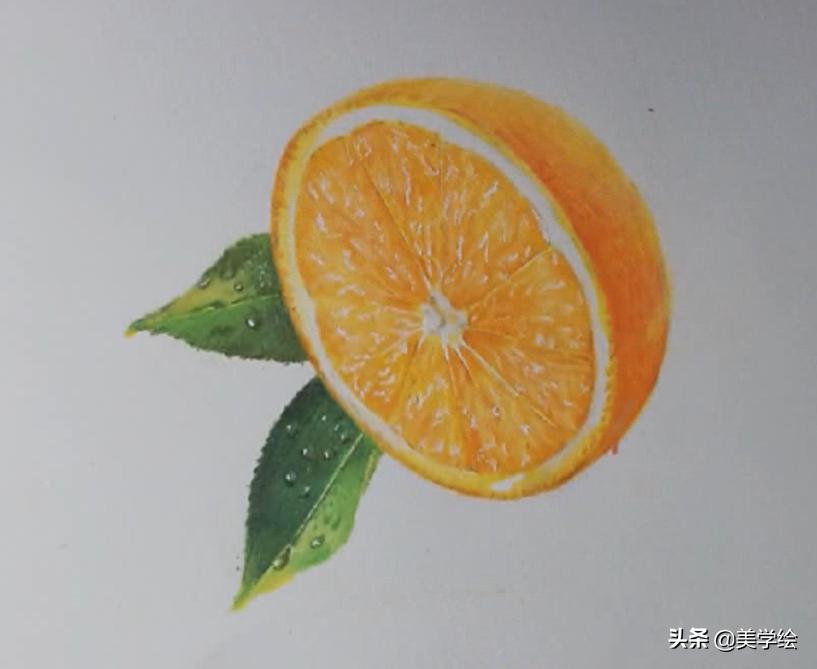 彩铅小橘子,橘子的水溶彩铅上色