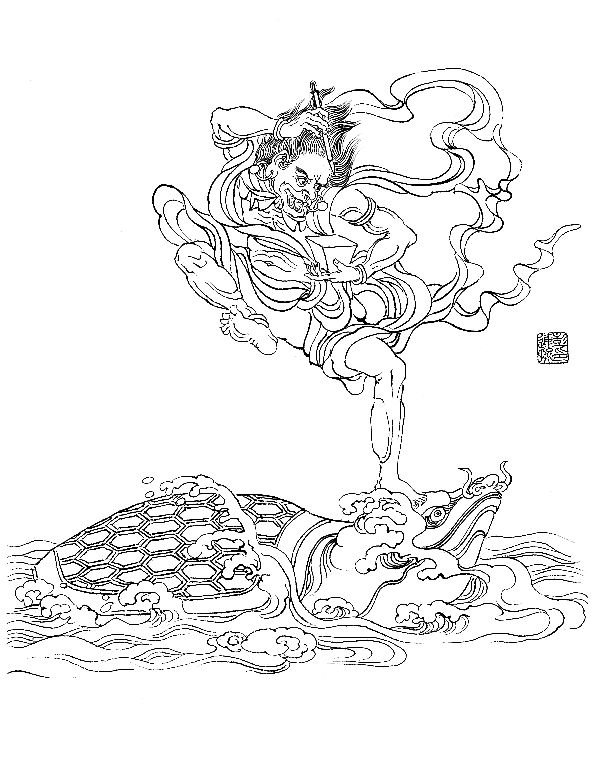 彭连熙工笔白描人物作品,工笔戏曲净角人物白描底稿