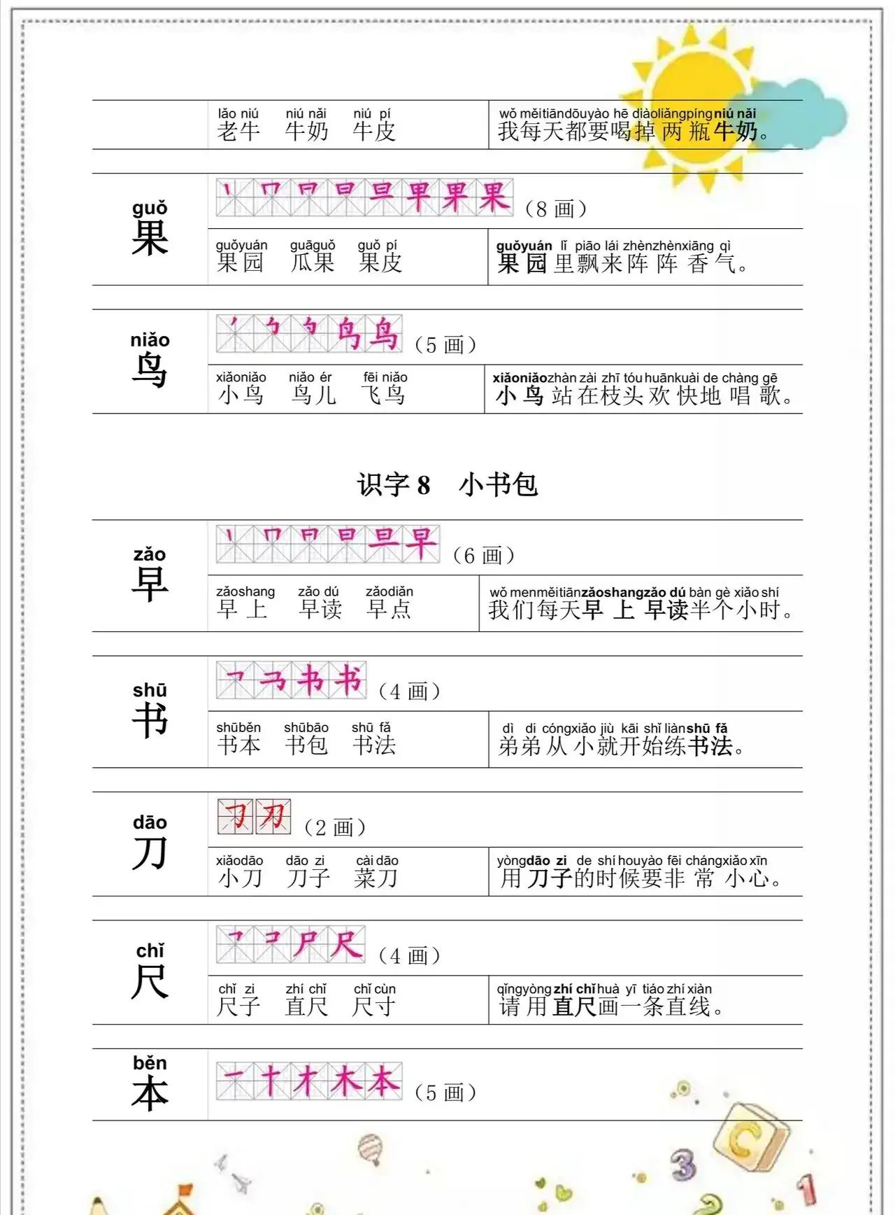 一年级语文上册知识点归纳总结,一年级语文上册生字表