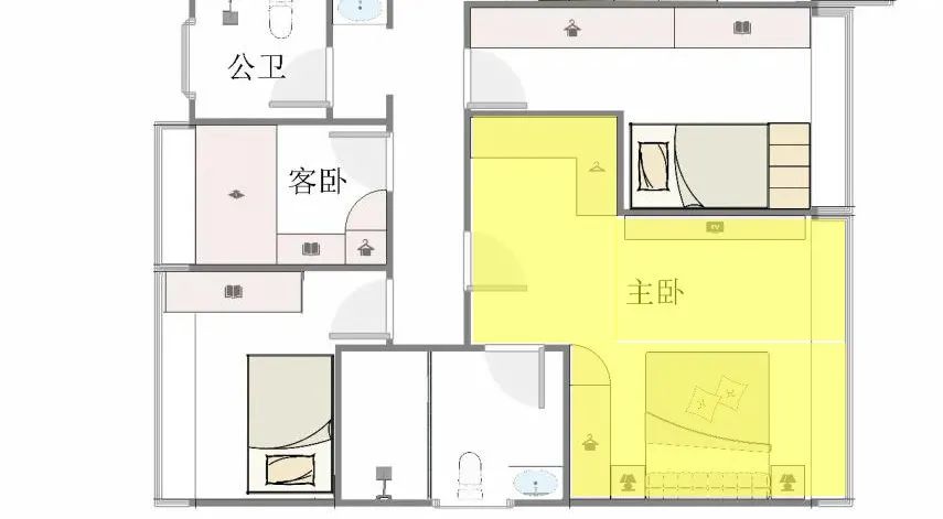 阳台改成小卧室凸出来的,阳台改成衣帽间和办公区