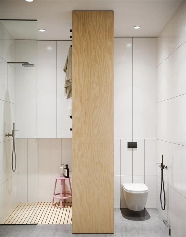 主卧暗卫改造成衣帽间及卫生间,暗卫改半开放式卫生间不装玻璃