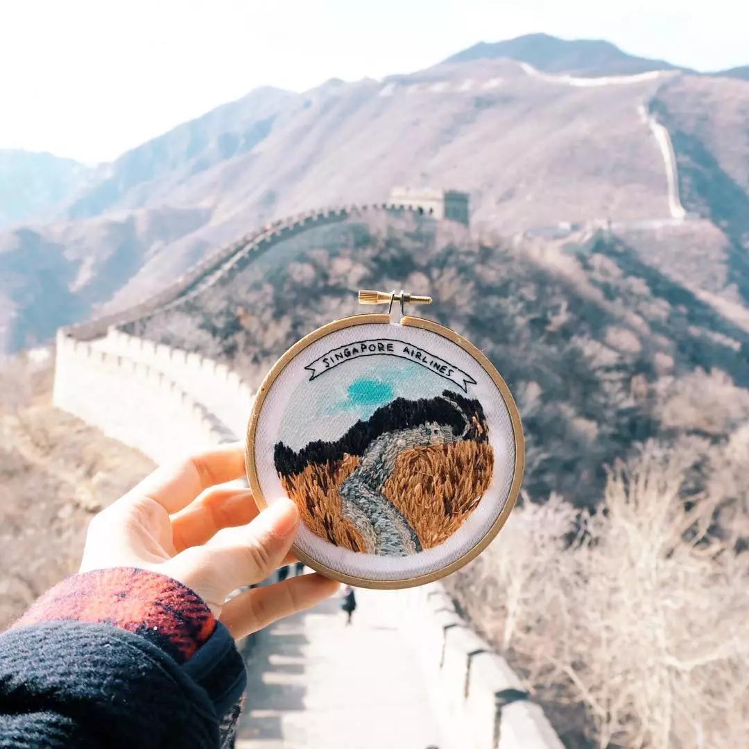 新加坡姑娘用刺绣记录下旅途风景，连Gucci都找她合作！