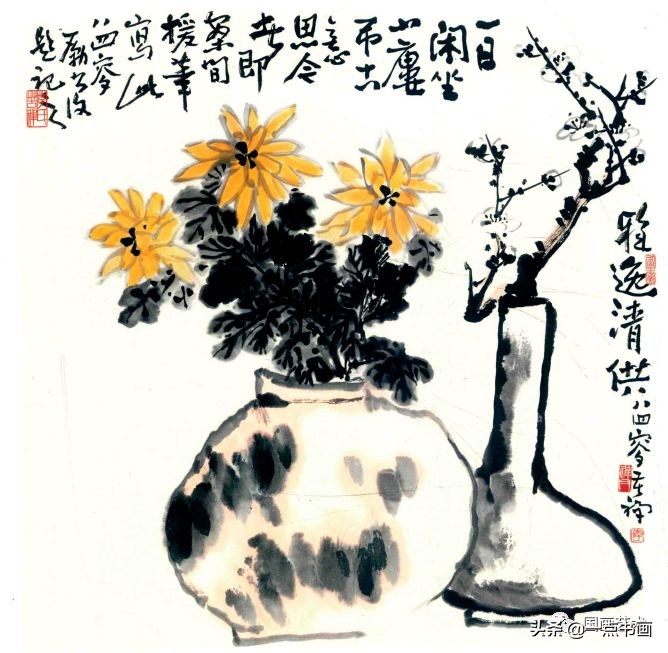 李苦禅画梅作品,李苦禅的菊花国画作品图片