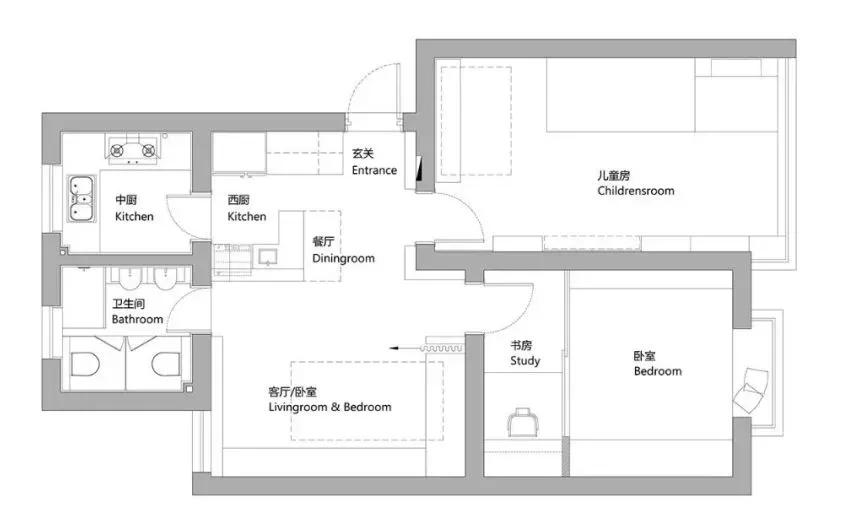 60平两室一厅装修小客厅,60平小两房装修