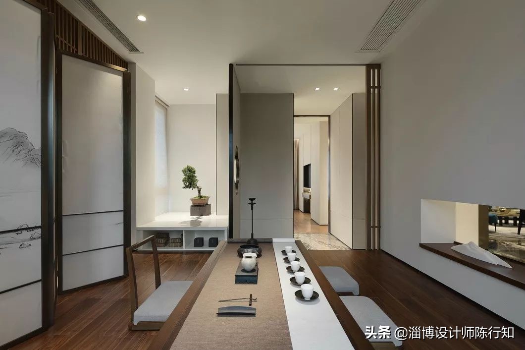 三居室新中式风格设计实景,轻奢新中式房屋设计装修风格