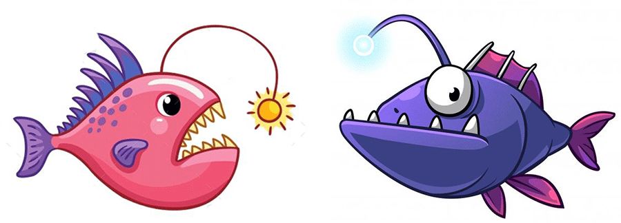 幼儿园美术创意画灯笼鱼,灯笼鱼儿童画创意