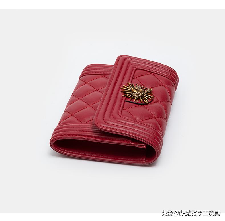 太阳神复古菱形格零钱包