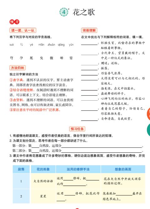 语文书六年级上册第一单元预习,六年级上册语文第一课预习笔记