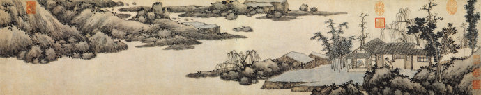 中国传世山水画上中下,明代画家文伯仁山水画40幅欣赏