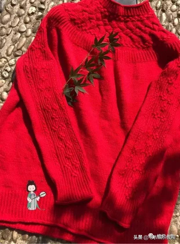 棒针席纹花毛衣图片,女士钩针圆领套头毛衣图解