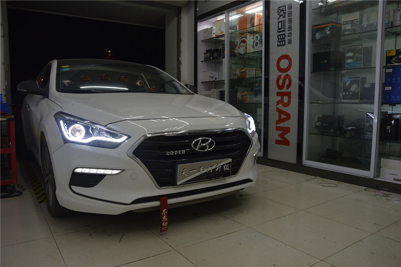 现代名图改led近光灯多少钱,现代名图改灯效果图