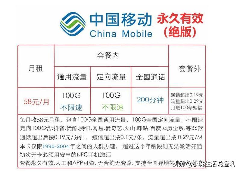 移动无限流量套餐资费标准,中国移动18元200分钟不限流量套餐