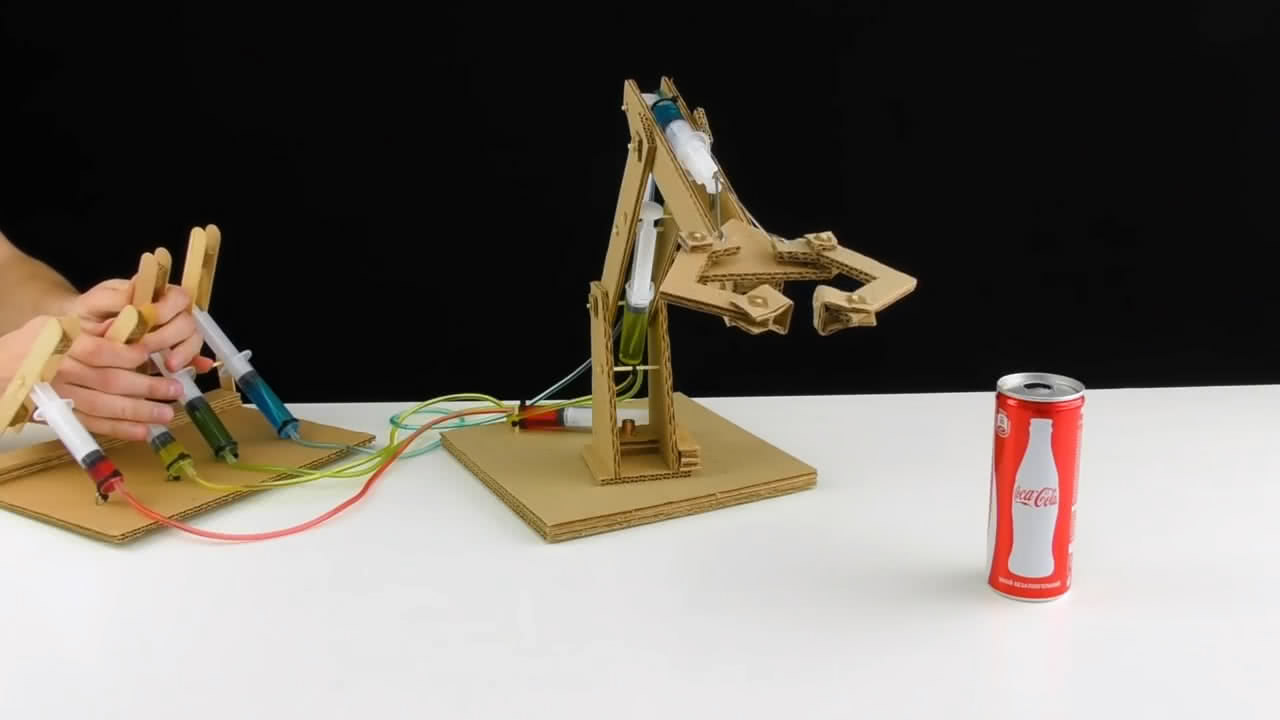 自制简单机械臂,手工液压机械臂小制作和打印图