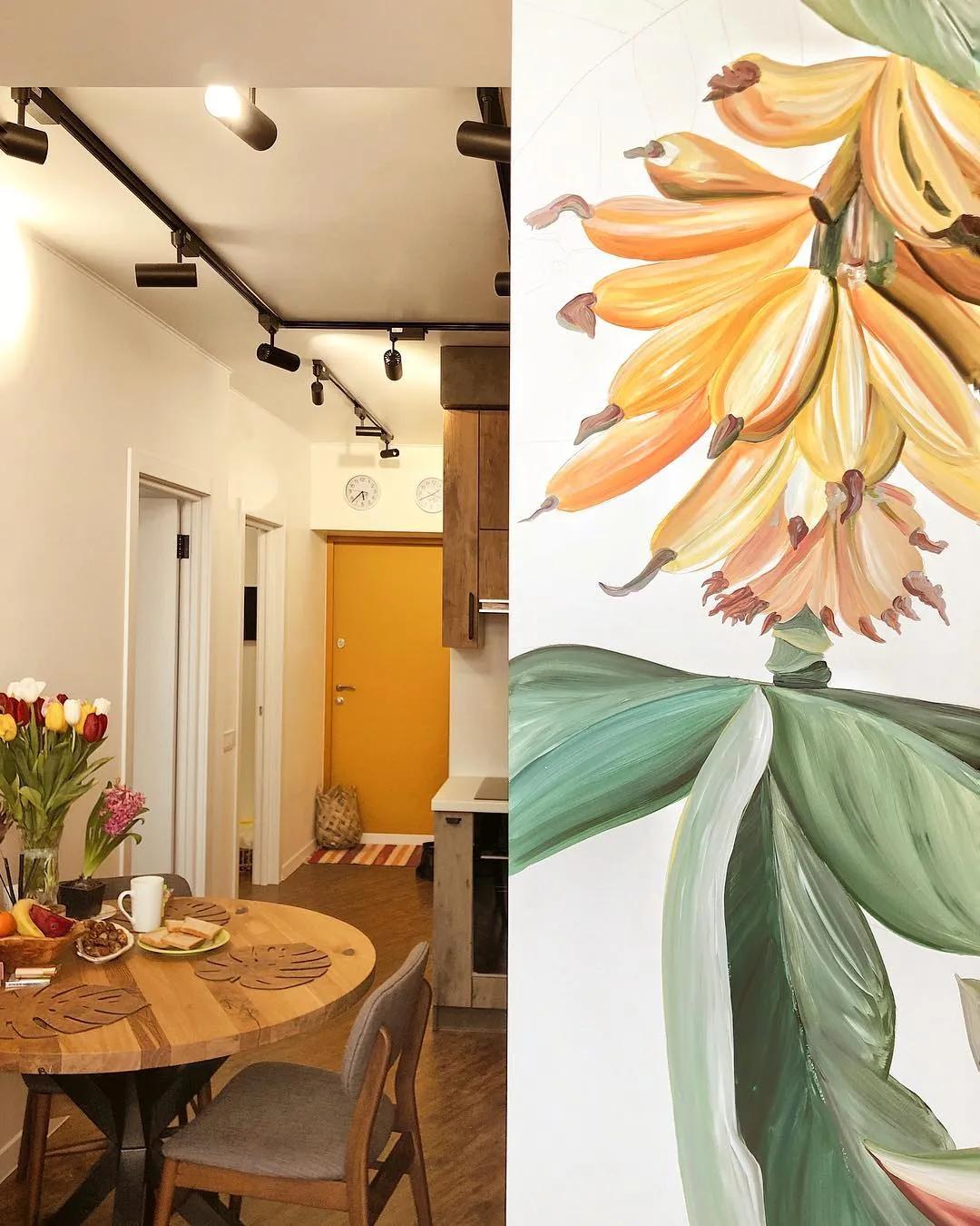 花卉墙绘,墙绘花卉色彩作品