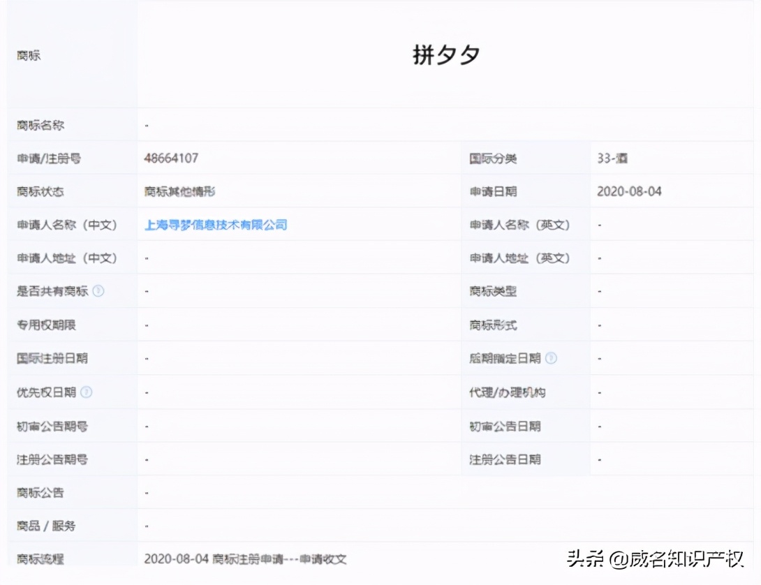 拼多多申请商标注册,拼多多商标审核中
