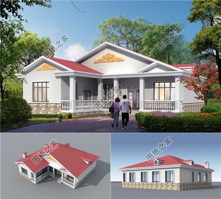 农村自建七字型小别墅,农村占地150平七字型二层小别墅