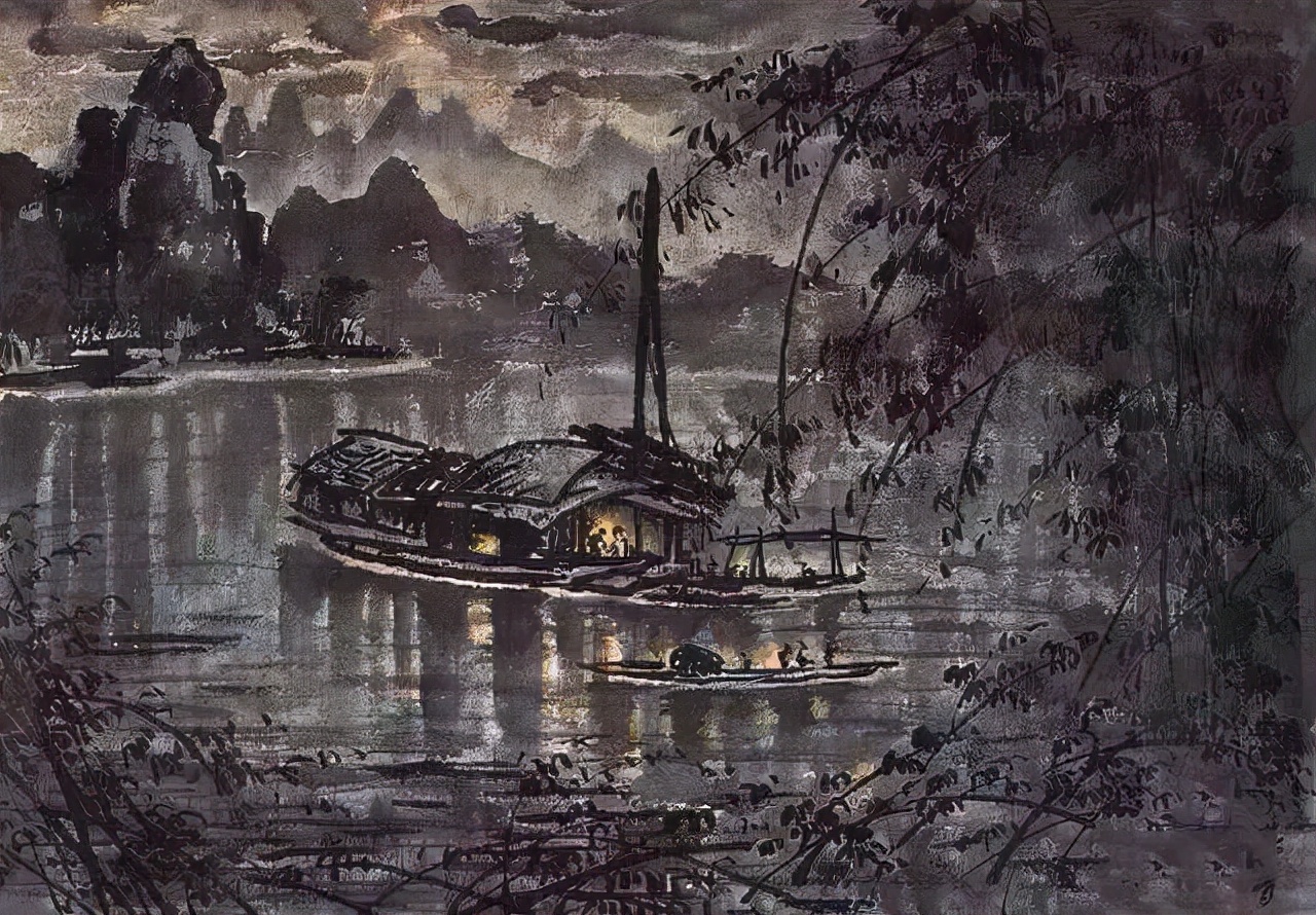 水墨画夜景欣赏,画夜景最好的中国画