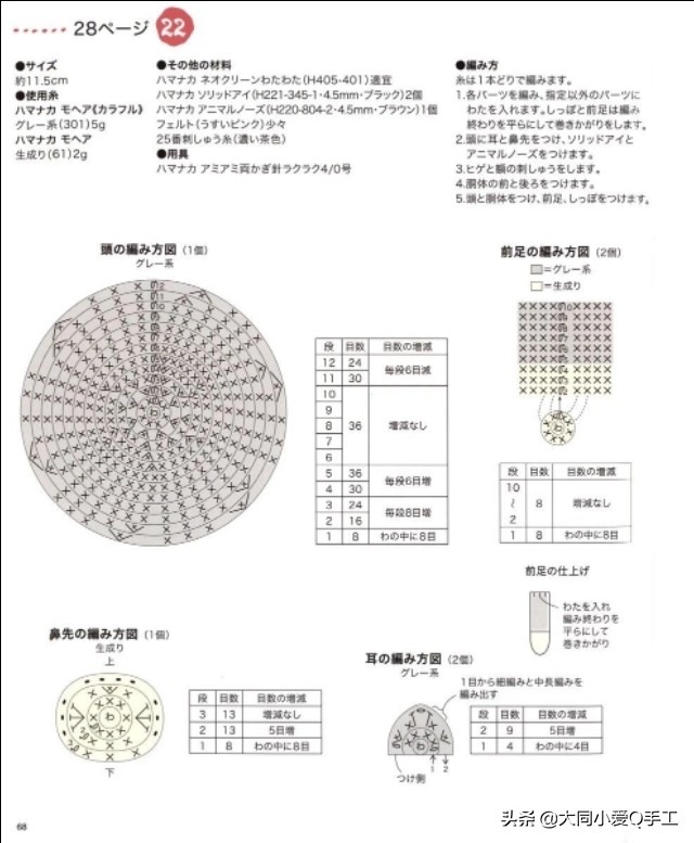 钩针迷你动物玩偶教程～可放在掌心里的小玩意