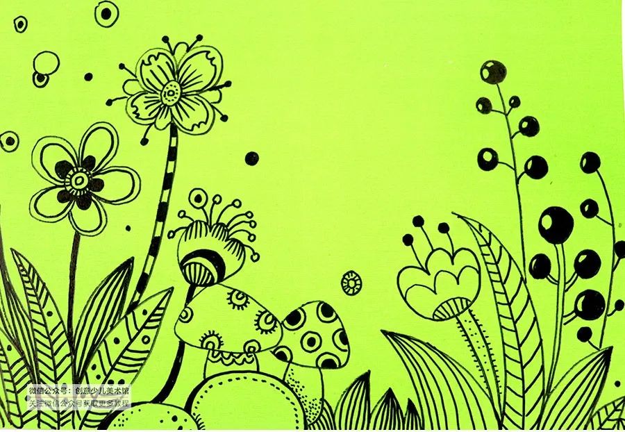 小朋友画线描画小花蛇,儿童画创意蛇