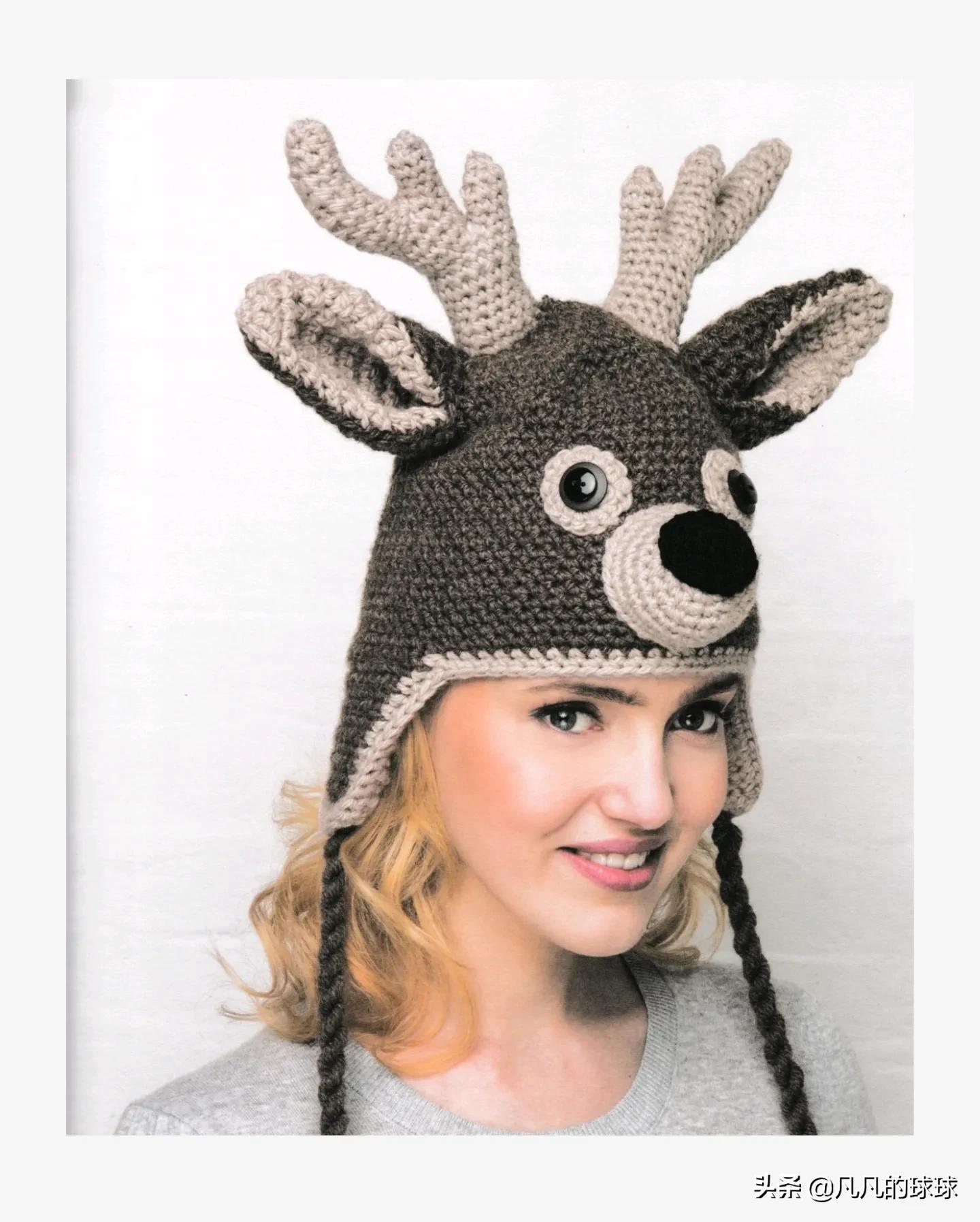 小狐狸针织帽,麋鹿针织帽婴儿