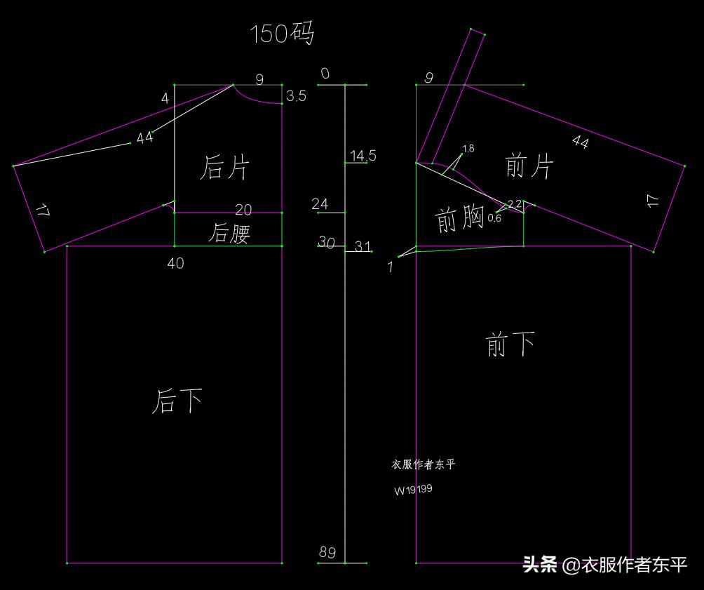 6-12岁女童汉服上衣裁剪图,1-3岁男宝幼儿汉服裁剪图